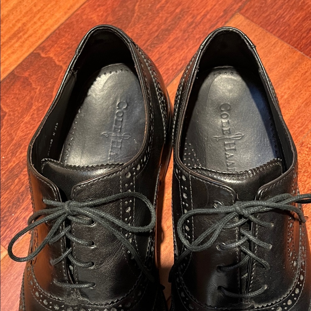 Cole Haan Leather Wing Tip Oxford Black Dress Shoe Size 12 Medium - Picture 11 of 11